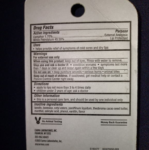 Carmex Classic Medicated Lip Balm External Analgesic 3 Count One Pack of 3 - Picture 6 of 6